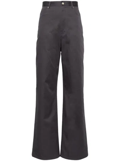 Loewe Women High-waisted Cotton Trousers In Multicolor