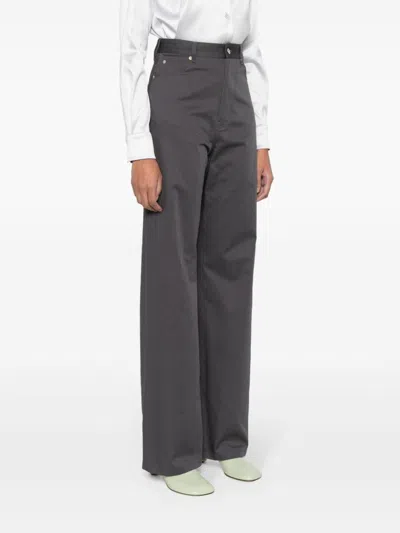 Loewe Women High-waisted Cotton Trousers In Multicolor