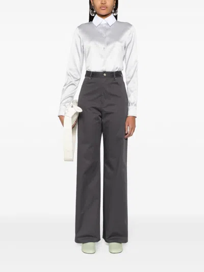 Loewe Women High-waisted Cotton Trousers In Multicolor