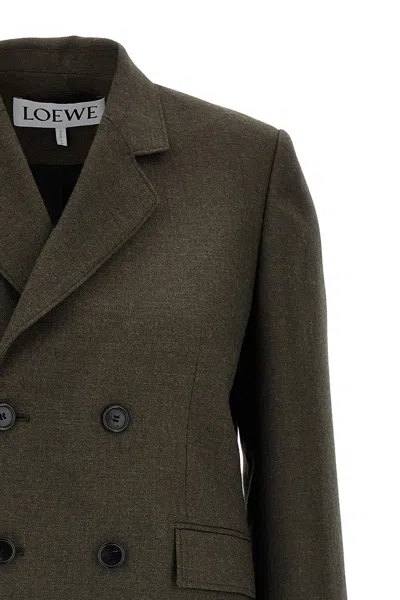 Shop Loewe Women Mélange Twill Blazer In Brown