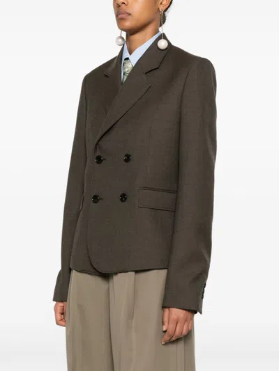 Loewe Wool Double Breasted Jacket In Multicolor