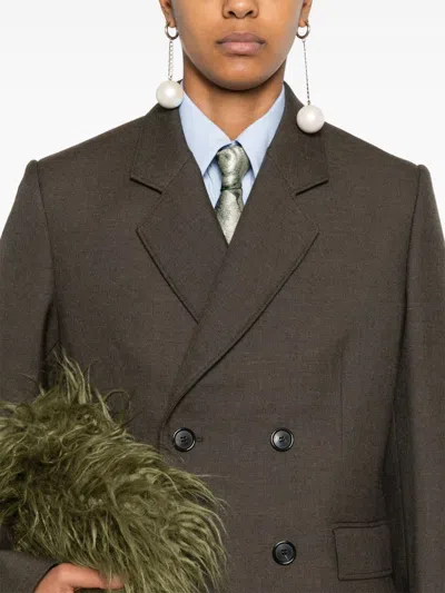 Loewe Wool Double Breasted Jacket In Multicolor