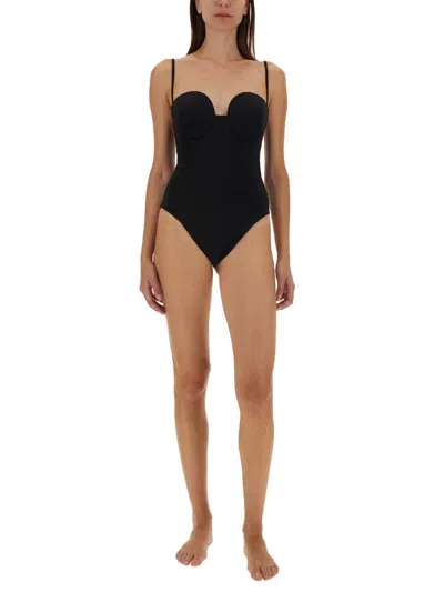 Magda Butrym Thin Shoulder Strap One-piece Swimsuit In Black