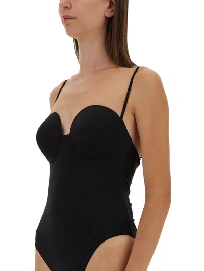 Magda Butrym Thin Shoulder Strap One-piece Swimsuit In Black