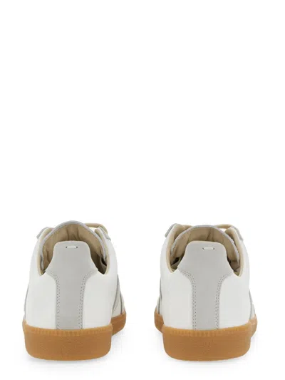 Maison Margiela Off White Leather And Grey Suede Replica Sneakers In White