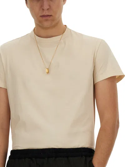 Maison Margiela Men's Jersey T-shirt In Cream