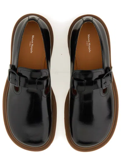 Maison Margiela Leather Monk Shoes In Black