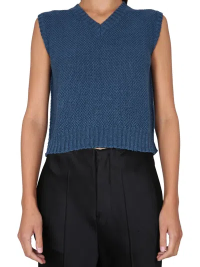 Maison Margiela Basket Stitch Sweatshirt In Blue