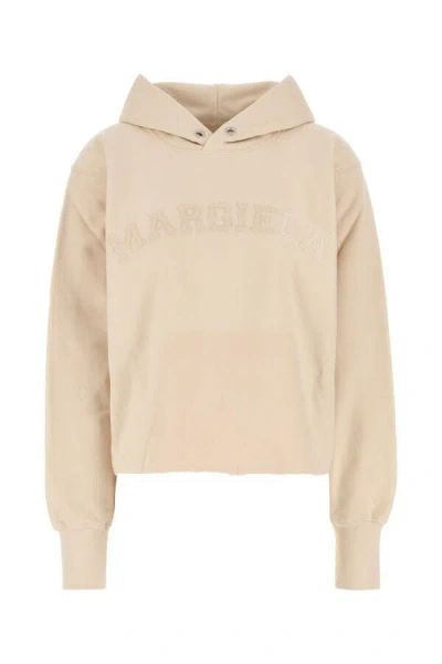 Maison Margiela Beige Embroidered Logo Sweatshirt In Yellow
