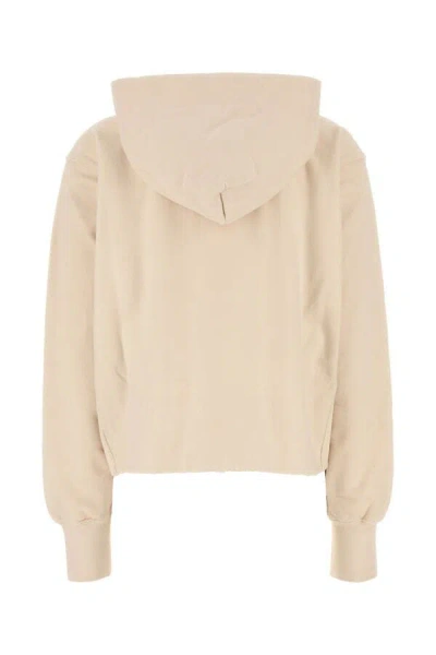 Maison Margiela Beige Embroidered Logo Sweatshirt In Yellow