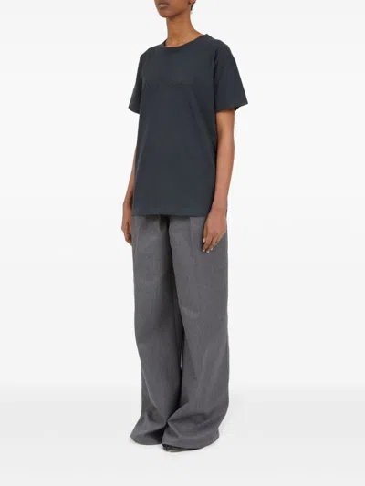 Maison Margiela Womens Washed Black Brand-embroidered Faded-wash Cotton-jersey T-shirt In Multicolor
