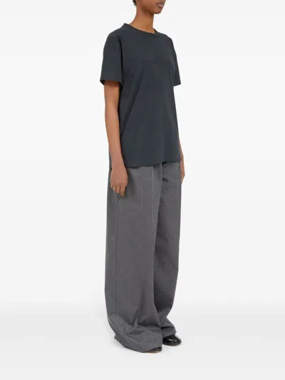 Maison Margiela Womens Washed Black Brand-embroidered Faded-wash Cotton-jersey T-shirt In Multicolor