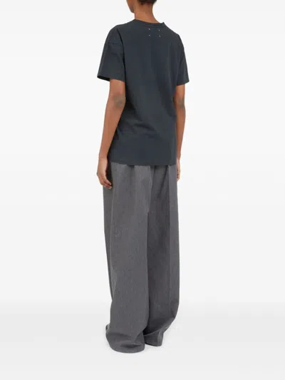 Maison Margiela Womens Washed Black Brand-embroidered Faded-wash Cotton-jersey T-shirt In Multicolor