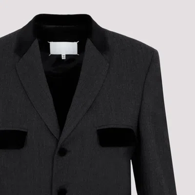 Maison Margiela Charcoal Gray Wool Long Jacket In Gray