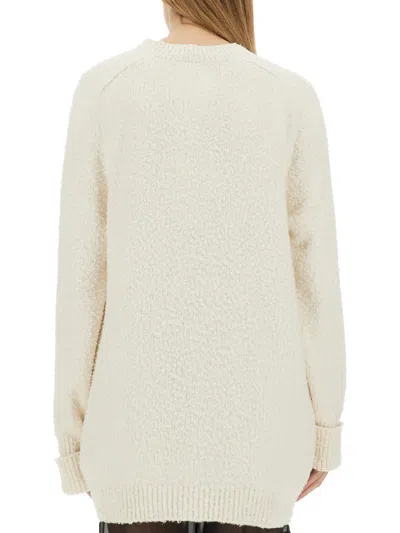 Maison Margiela Off-white Oversized Piled Cardigan In White