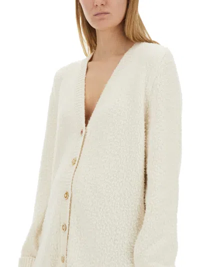 Maison Margiela Off-white Oversized Piled Cardigan In White