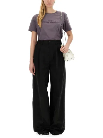 Maison Margiela Reverse Logo-print Cotton T-shirt In Purple