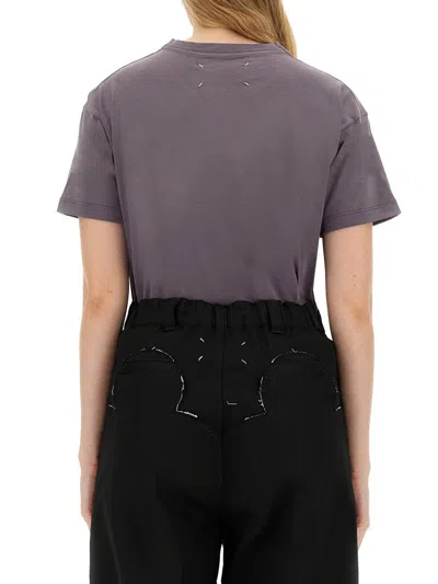 Maison Margiela Reverse Logo-print Cotton T-shirt In Purple