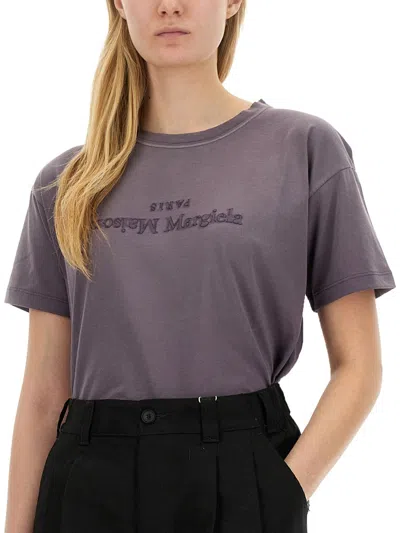 Maison Margiela Reverse Logo-print Cotton T-shirt In Purple