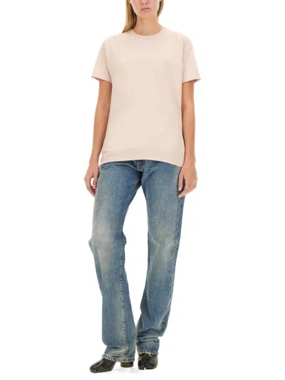 Maison Margiela T-shirt With Embroidered Logo In Cream