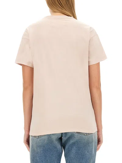 Maison Margiela T-shirt With Embroidered Logo In Cream