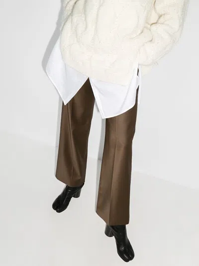 Maison Margiela Block Heel Leather Round Toe Boots In Multicolor