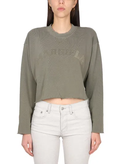 Maison Margiela Logo Cotton Jersey Crewneck Sweatshirt In Multicolor