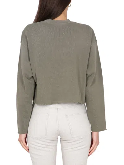 Maison Margiela Logo Cotton Jersey Crewneck Sweatshirt In Multicolor