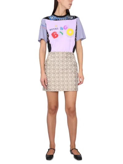 Marine Serre Moon Diamant Jacquard Miniskirt In Cream