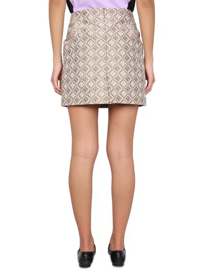 Marine Serre Moon Diamant Jacquard Miniskirt In Cream