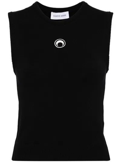 Marine Serre Black Moon Logo Vest In Multicolor