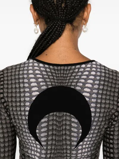 Marine Serre Gray Moon Skin Jacquard Knit Fitted Sweater In Multicolor