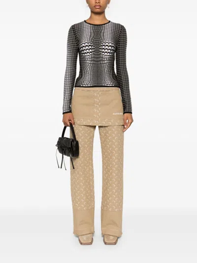 Marine Serre Gray Moon Skin Jacquard Knit Fitted Sweater In Multicolor