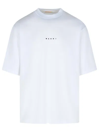 Marni White Cotton T-shirt With Logo Print In White