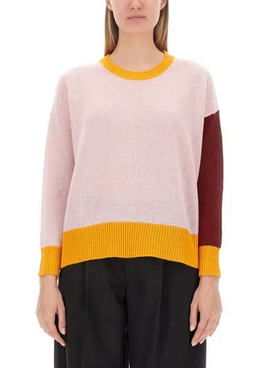 Marni Pink Colour-block Cashmere Jumper In Multicolor