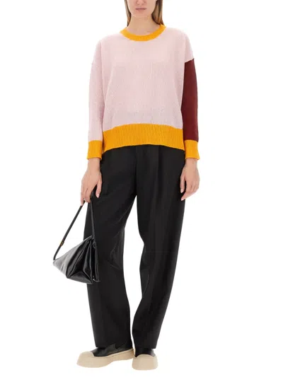 Marni Pink Colour-block Cashmere Jumper In Multicolor
