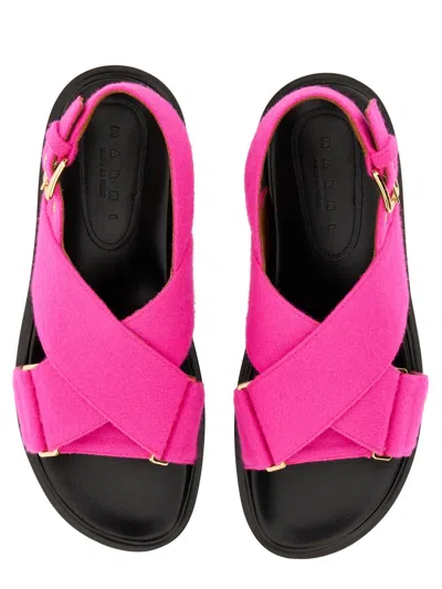Marni Woman Sandals Fuchsia Size 6 Textile Fibers In Pink