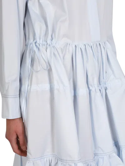 Marni Drawstring Poplin Midi Shirtdress In Multicolor