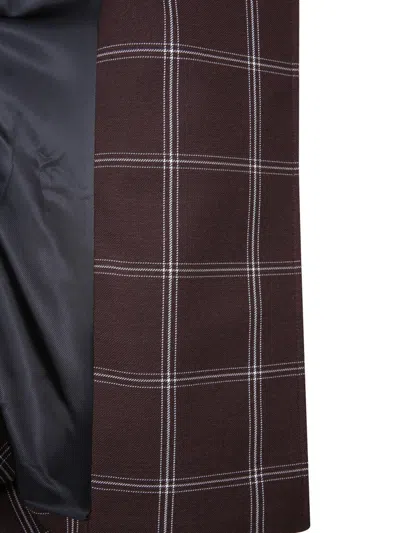 Marni Two-tone Checkered Trench Coat In Brown