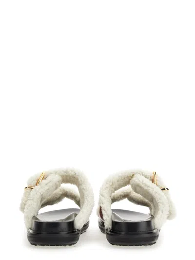 Marni Fussbett Shearling Slides In Multicolor