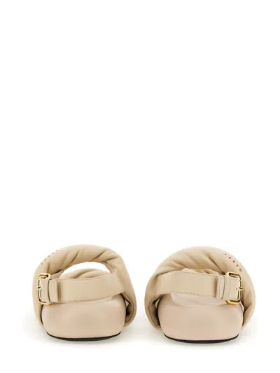 Marni Knotted Design Leather Sandals With Adjustable Buckle In Cream