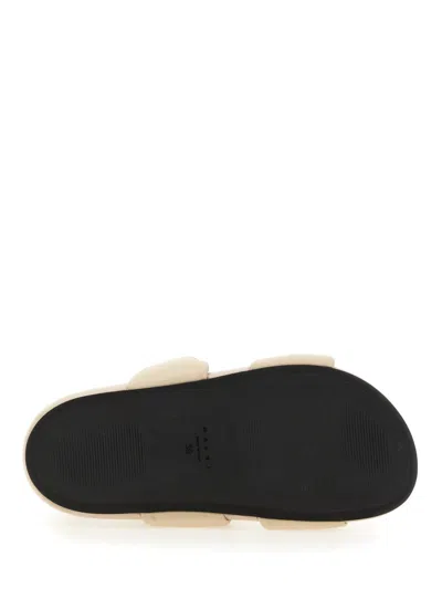 Marni Knotted Design Leather Sandals With Adjustable Buckle In Cream