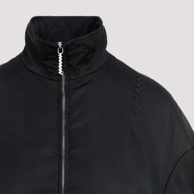 Marni Black Front Zipped Nylon Jacket In Black