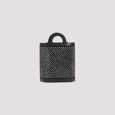 Marni Nano Tropicalia Crystal-embellished Bucket Bag In Black