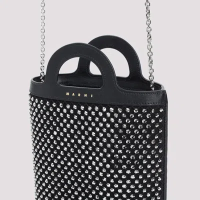 Marni Nano Tropicalia Crystal-embellished Bucket Bag In Black