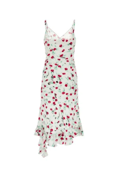 Marni Reverie V Neck Midi Dress Lily White In Multicolor