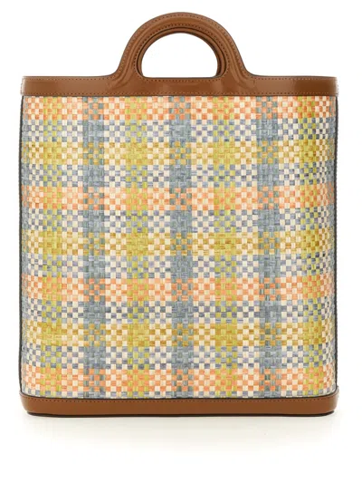 Marni Woven Tropicalia Bag With Calf Leather Trim In Multicolor