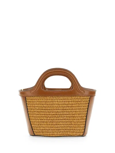 Marni Tropicalia Micro Bag With Woven Texture In Cream