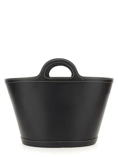 Marni Structured Black Shoulder Bag With Double Top Handle In Black