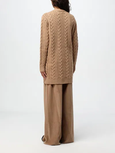 Max Mara Twisted Knitted Cashmere Wool Cardigan In Brown
